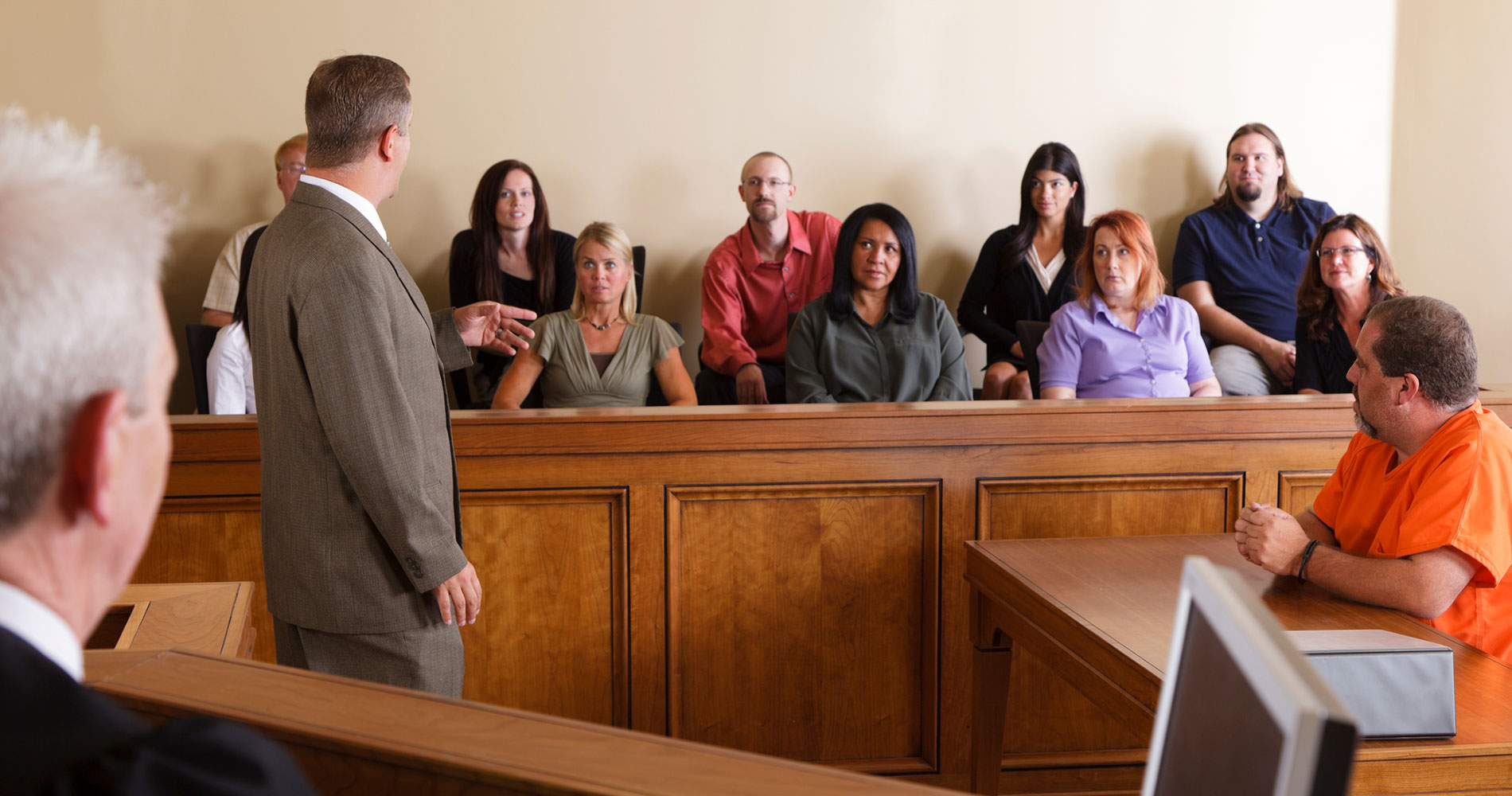 man on trial in front of jury