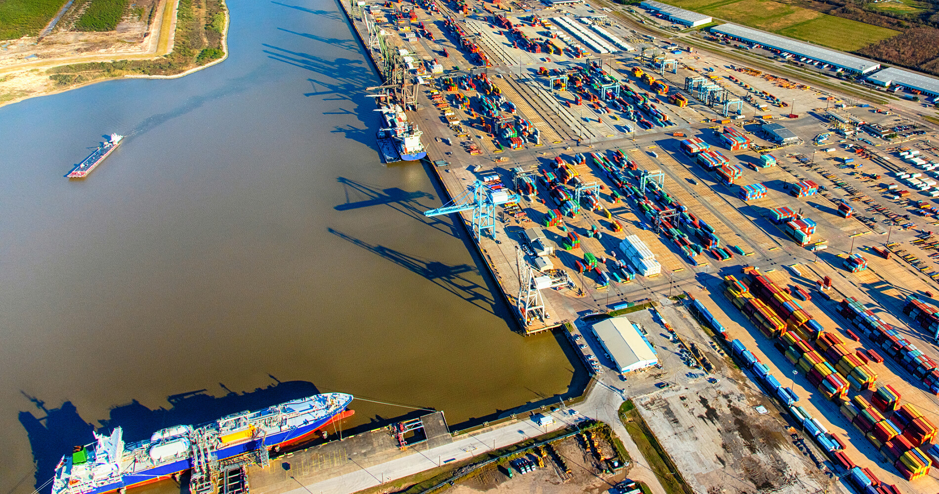 large shipping port with containers