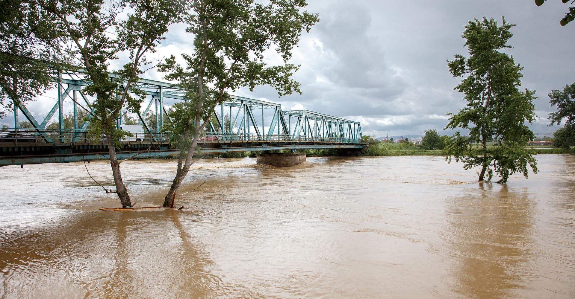 bridge over flood waters