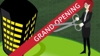 best time to start a business, grand opening illustration, ribbon cutting