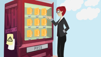 university compliance illustrated as a vending machine of disclosures